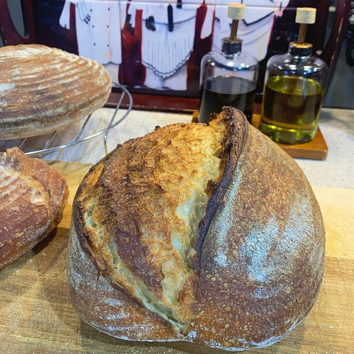 Freshly baked sourdough loaf